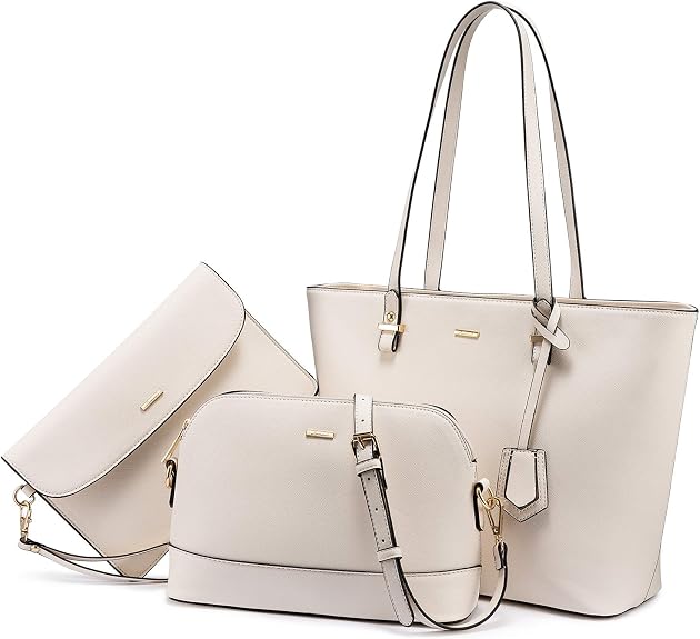 3Pcs Women Handbag Set, Tote Shoulder Bag + Crossbody Dome Bag + Envelope Clutch Purse, PU Leather Ladies Work Satchel Bag - 图片 2